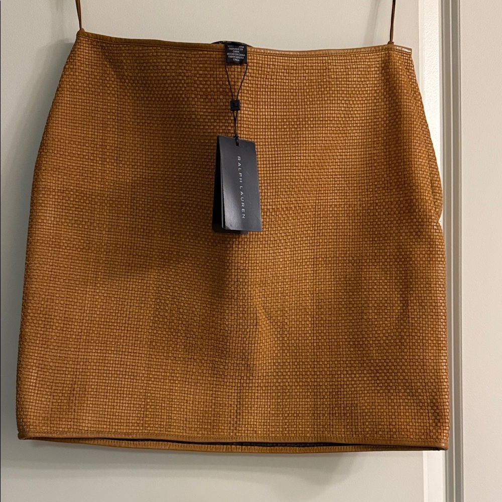 Ralph Lauren Black Label Brown Woven Leather Skirt